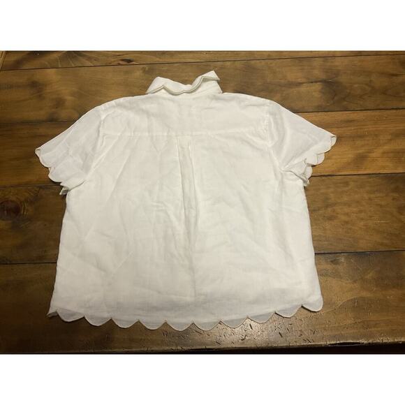 Allison New York Ivory Scalloped Embroidered Seahorse Top Small - Picture 11 of 11